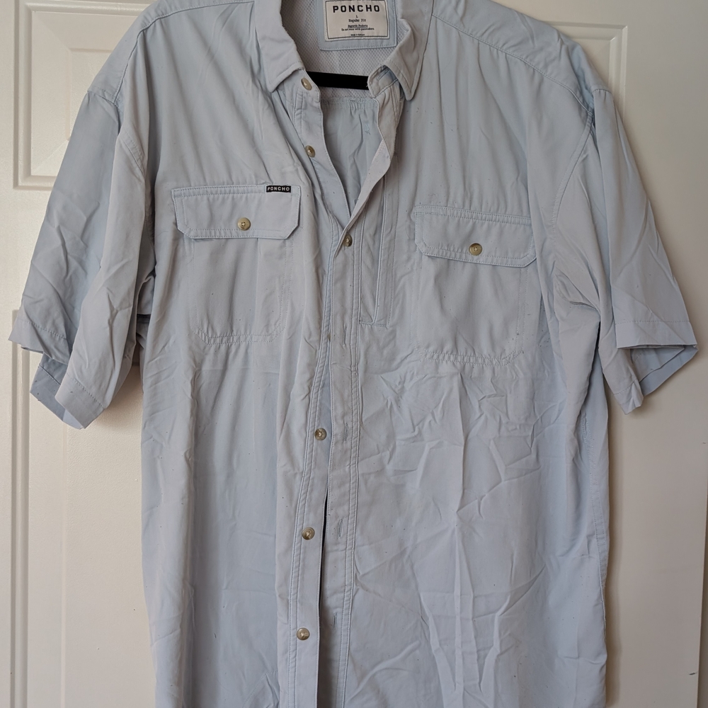 Poncho Shirt Sleeve Shirt, Blue